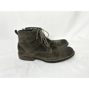 Ecco Kenton Vintage Classic Boots Mens 12 Gray Suede Leather Side Zip Cap Toe